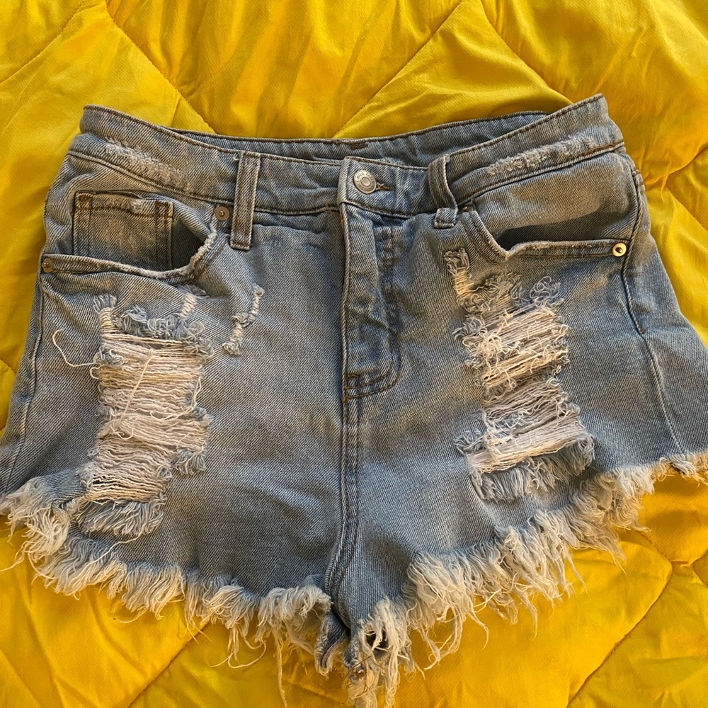 Wild Fable Target high rise stretch Jean shorts with distressed denim